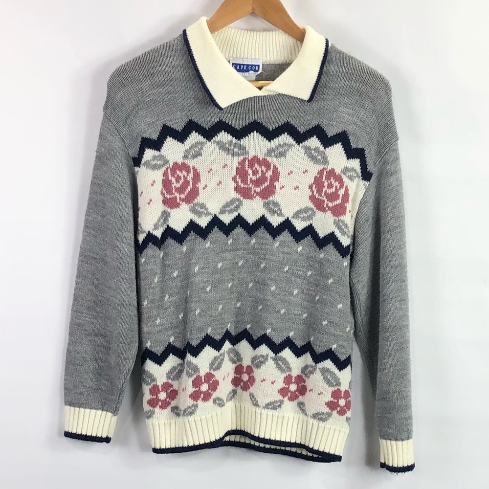 Vintage Cape Cod Sportswear sweater collar floral